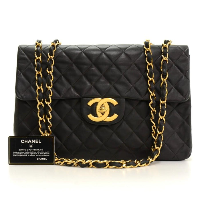 13" maxi quilted lambskin leather shoulder bag
