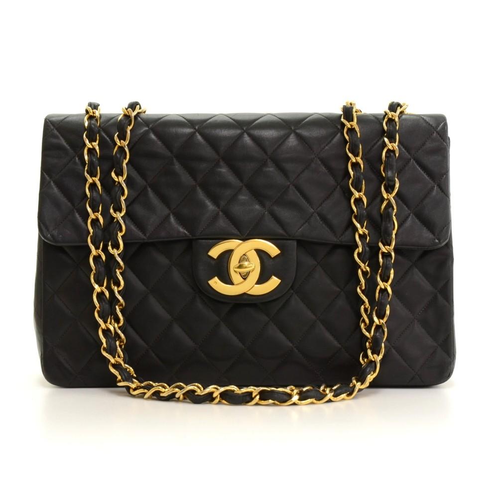 13" maxi quilted lambskin leather shoulder bag