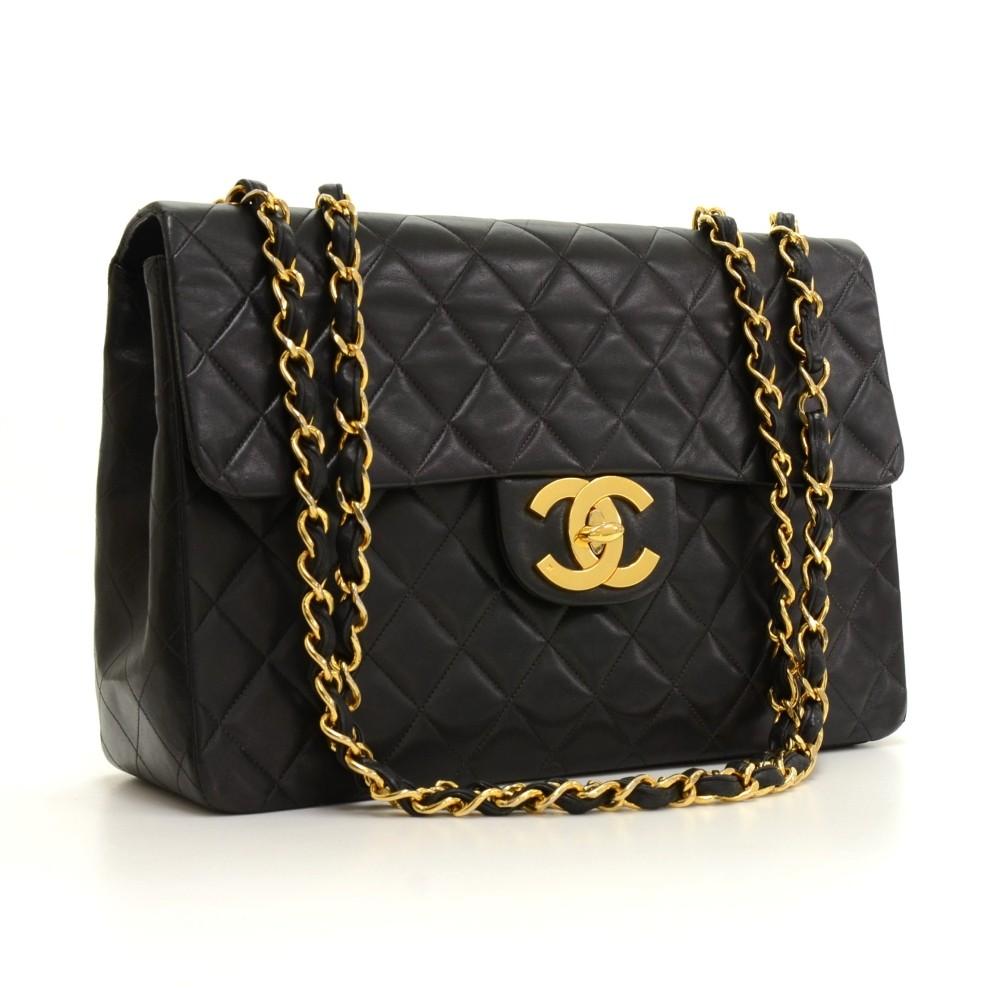 13" maxi quilted lambskin leather shoulder bag