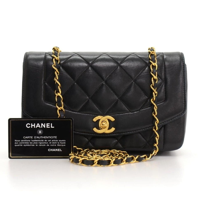 9" diana quilted lambskin leather classic flap shoulder bag
