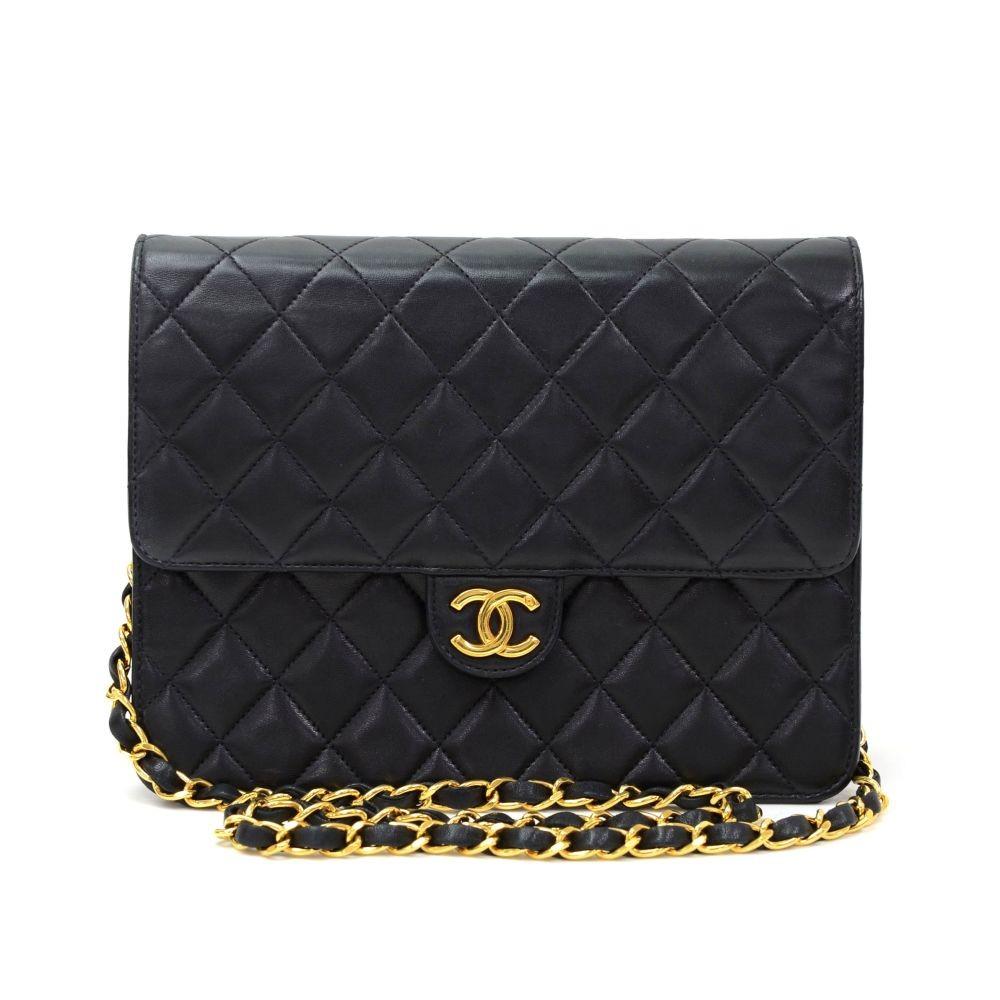 9" quilted lambksin leather shoulder bag