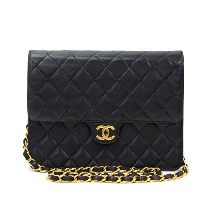9" quilted lambksin leather shoulder bag