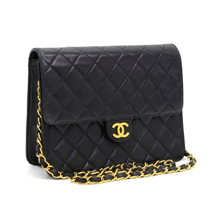 9" quilted lambksin leather shoulder bag