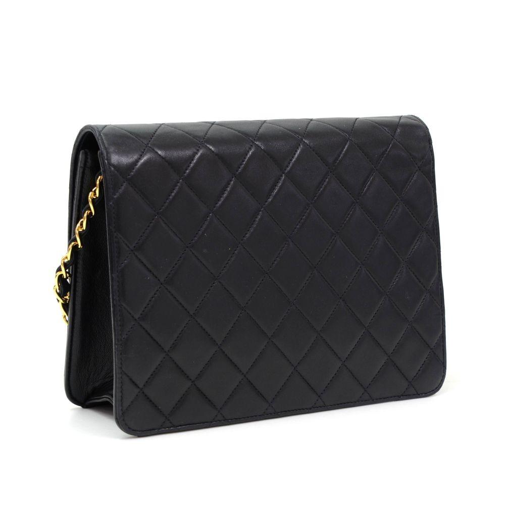 9" quilted lambksin leather shoulder bag