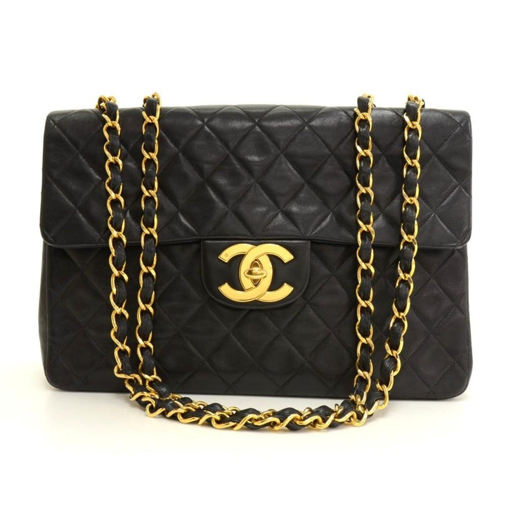 13" maxi quilted lambskin leather shoulder bag