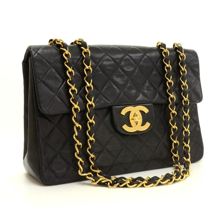 13" maxi quilted lambskin leather shoulder bag