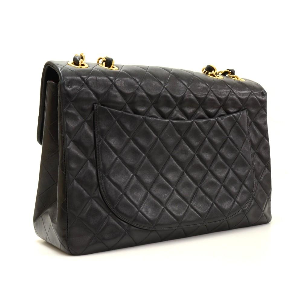 13" maxi quilted lambskin leather shoulder bag