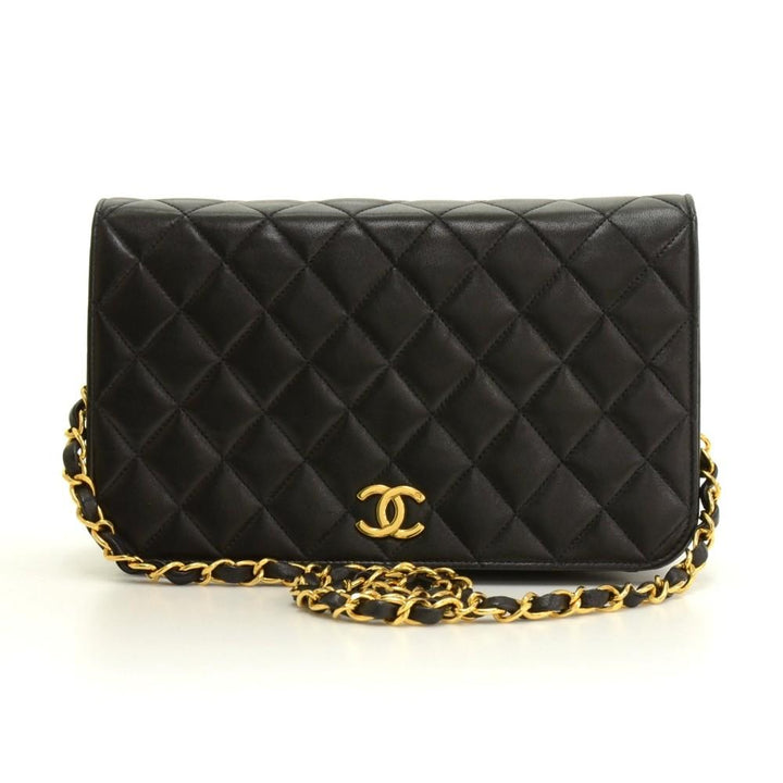 quilted lambskin leather shoulder bag