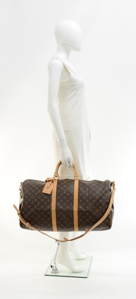 monogram canvas keepall 55 bandouliere duffel bag with strap