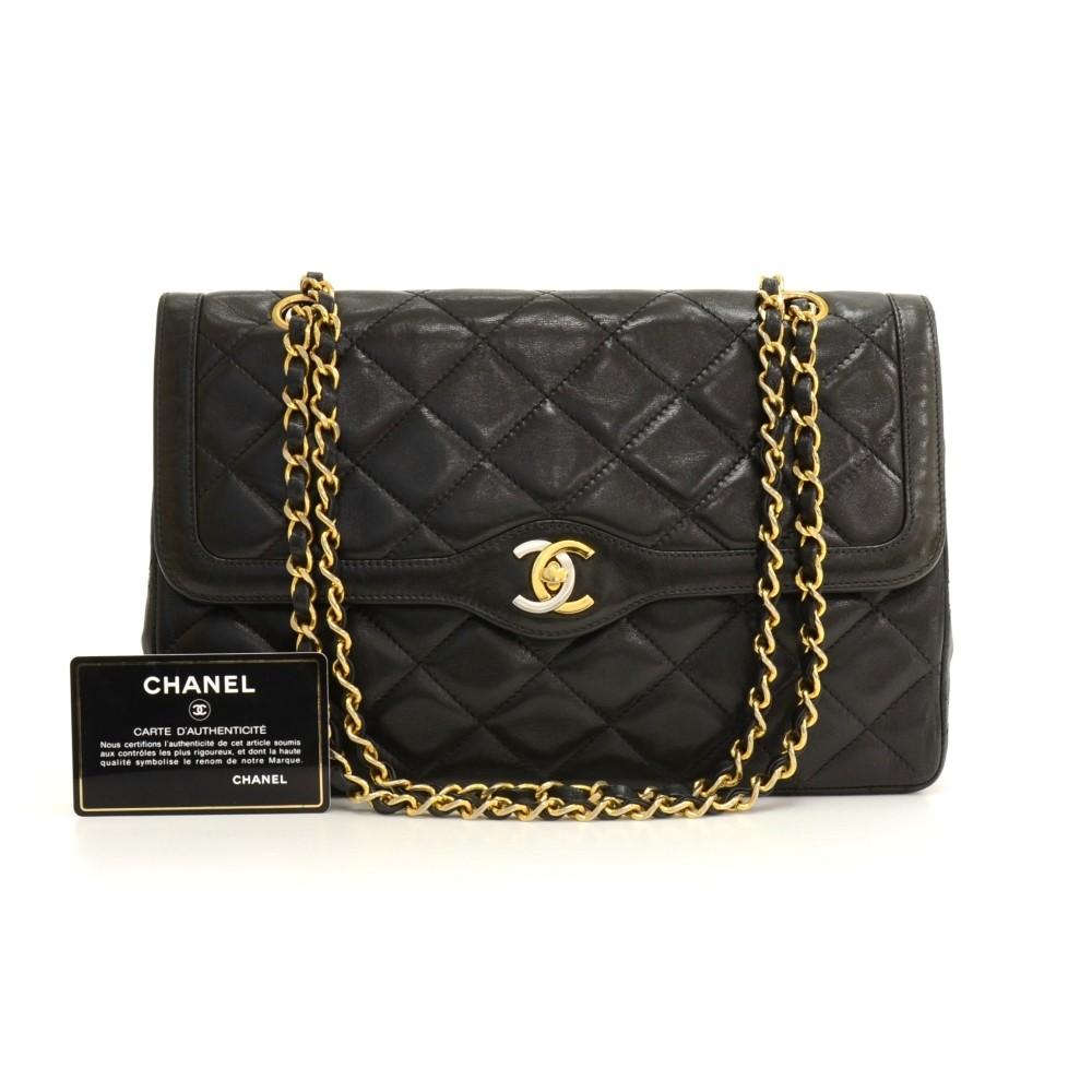 paris limited edition double flap quilted leather shoulder bag