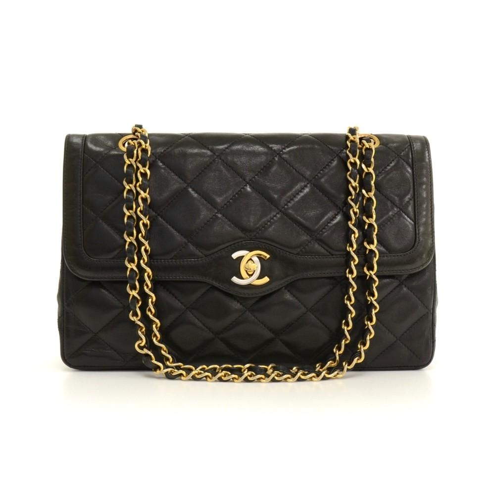 paris limited edition double flap quilted leather shoulder bag