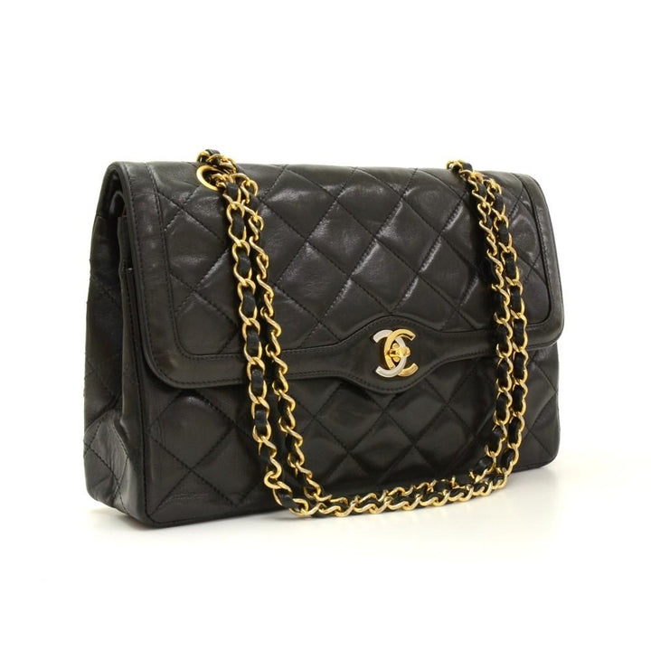 paris limited edition double flap quilted leather shoulder bag