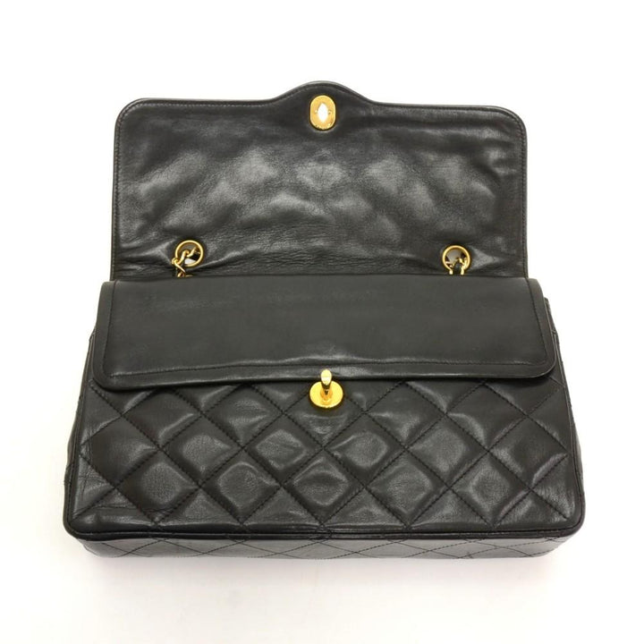 paris limited edition double flap quilted leather shoulder bag