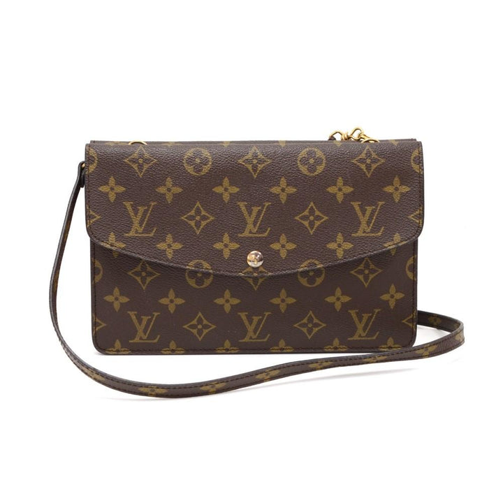 pochette double rabat monogram canvas shoulder bag