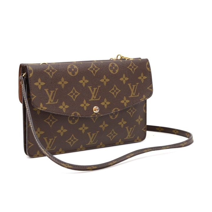 pochette double rabat monogram canvas shoulder bag