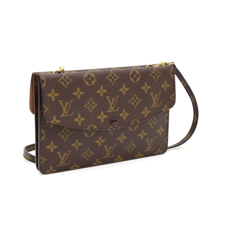pochette double rabat monogram canvas shoulder bag