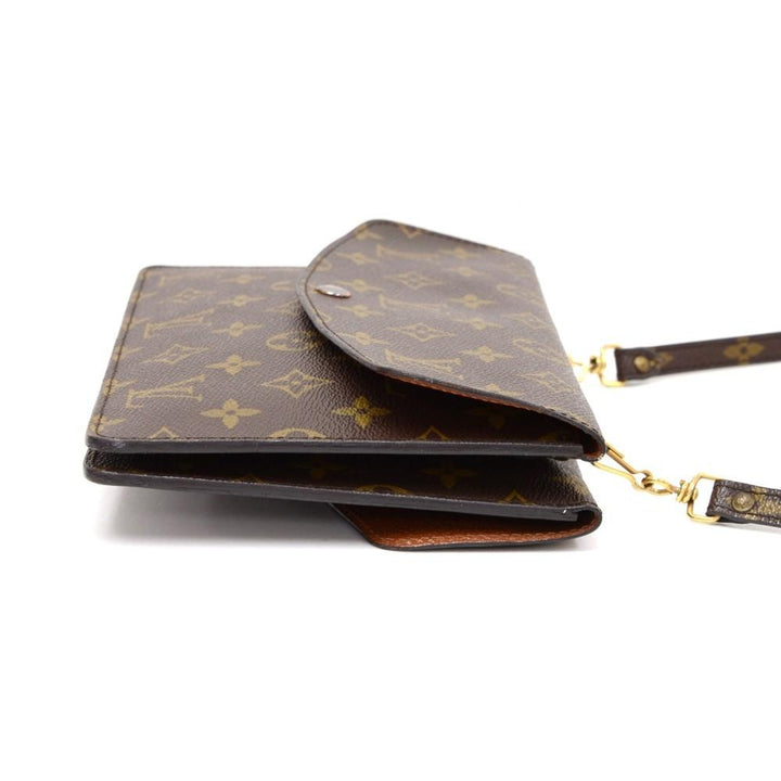 pochette double rabat monogram canvas shoulder bag