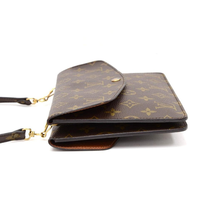 pochette double rabat monogram canvas shoulder bag