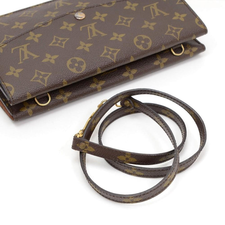 pochette double rabat monogram canvas shoulder bag