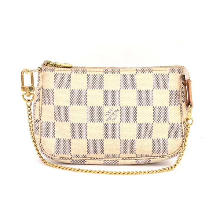 mini pochette accessoires damier azur canvas evening bag