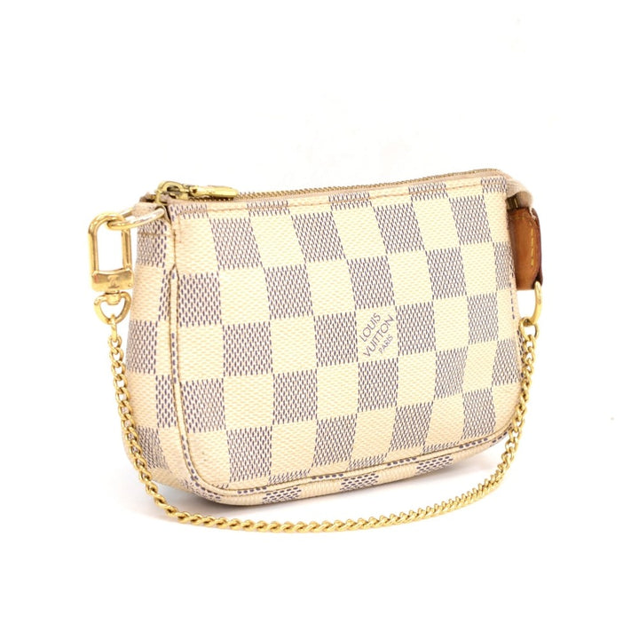 mini pochette accessoires damier azur canvas evening bag