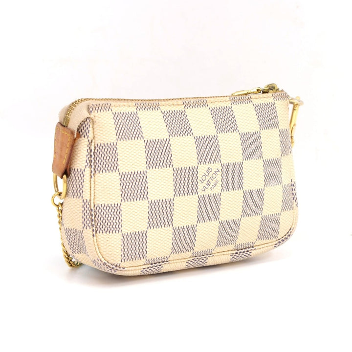 mini pochette accessoires damier azur canvas evening bag