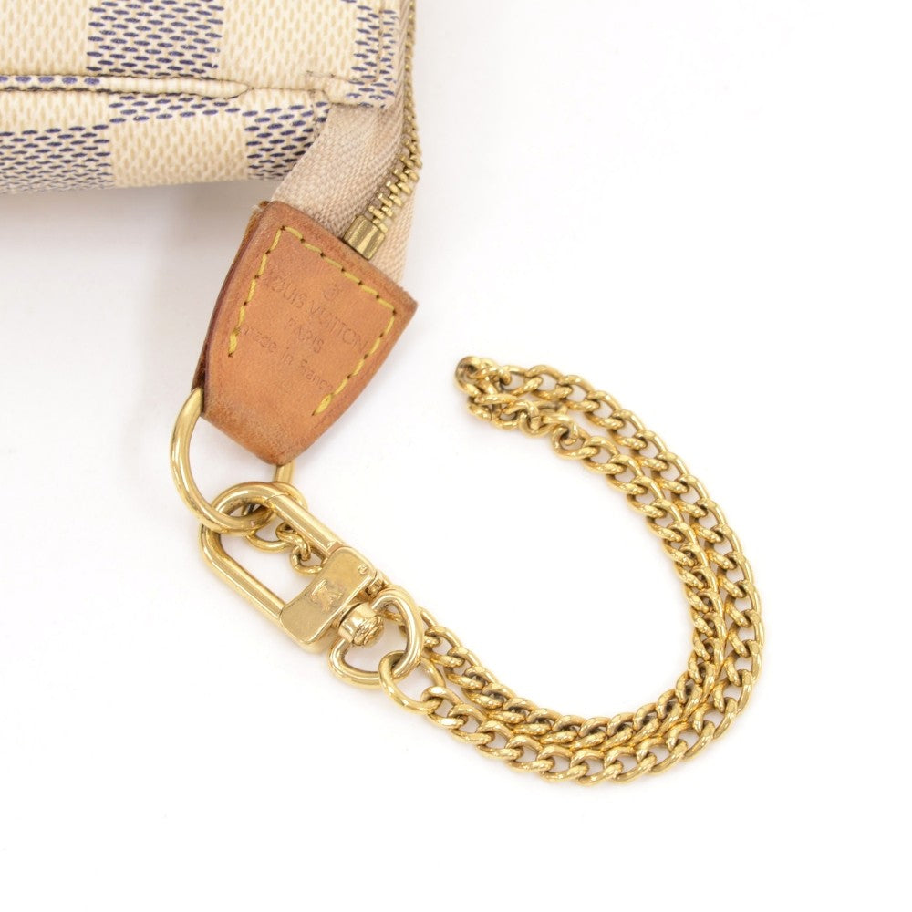 mini pochette accessoires damier azur canvas evening bag