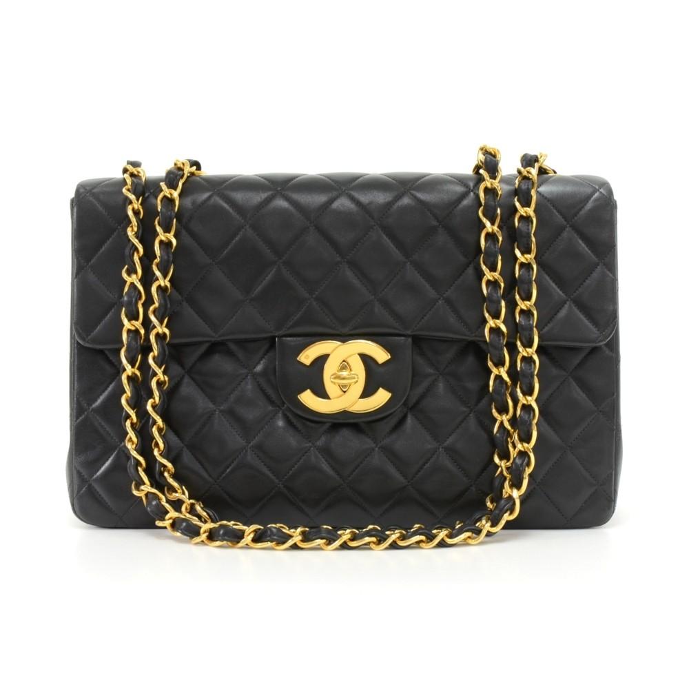 13" maxi quilted lambskin leather shoulder bag