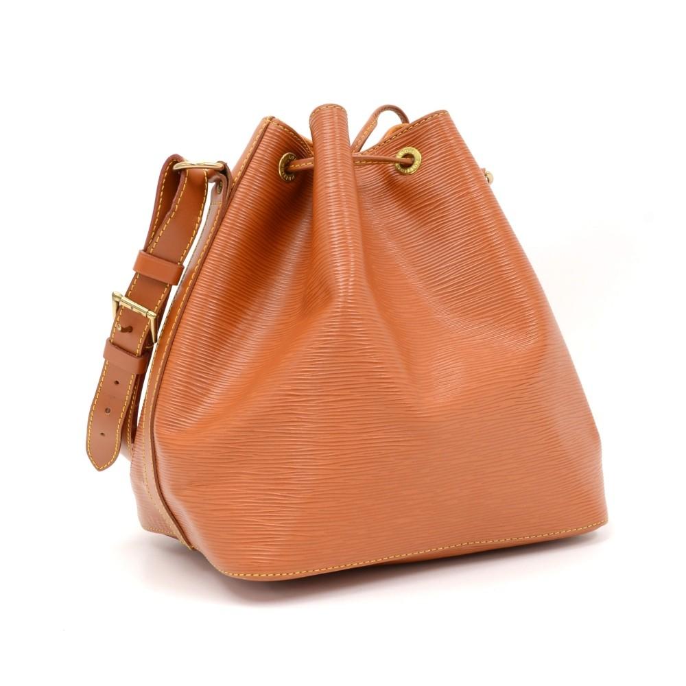 petit noe orange epi leather bag