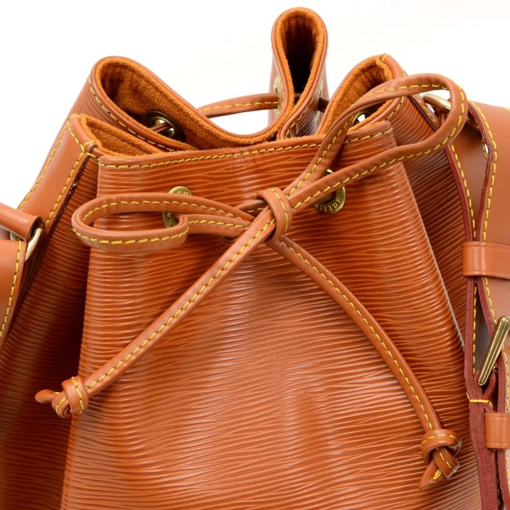 petit noe orange epi leather bag