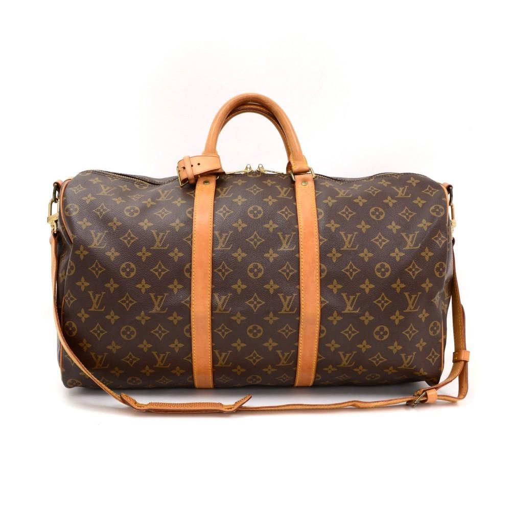 keepall 50 bandouliere monogram canvas travel bag with strap