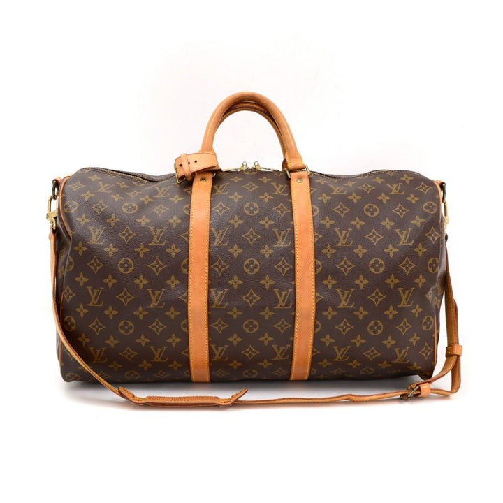 keepall 50 bandouliere monogram canvas travel bag with strap