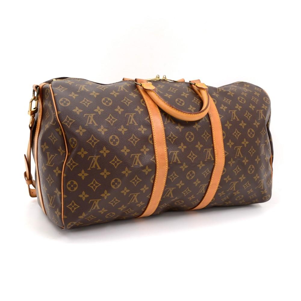 keepall 50 bandouliere monogram canvas travel bag with strap