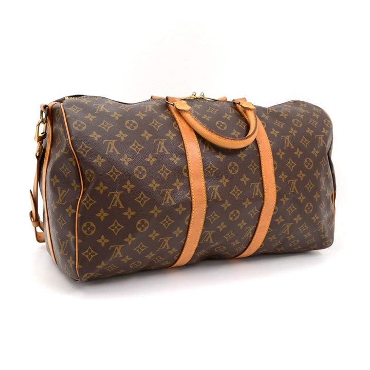 keepall 50 bandouliere monogram canvas travel bag with strap