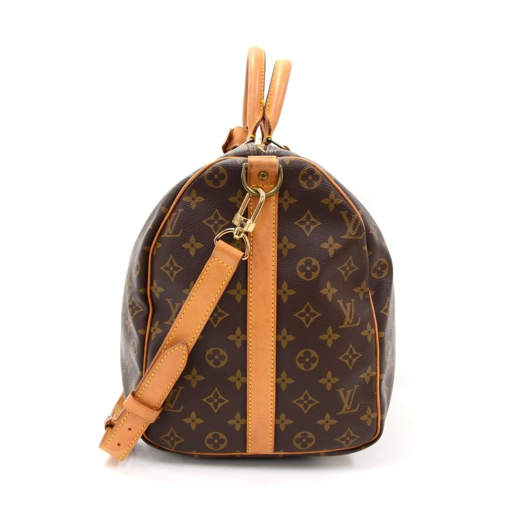 keepall 50 bandouliere monogram canvas travel bag with strap