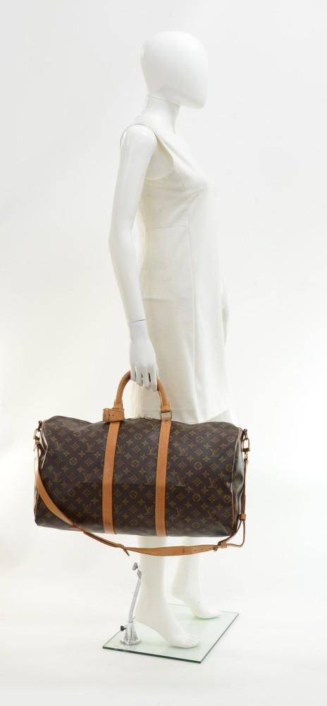 keepall 50 bandouliere monogram canvas travel bag with strap