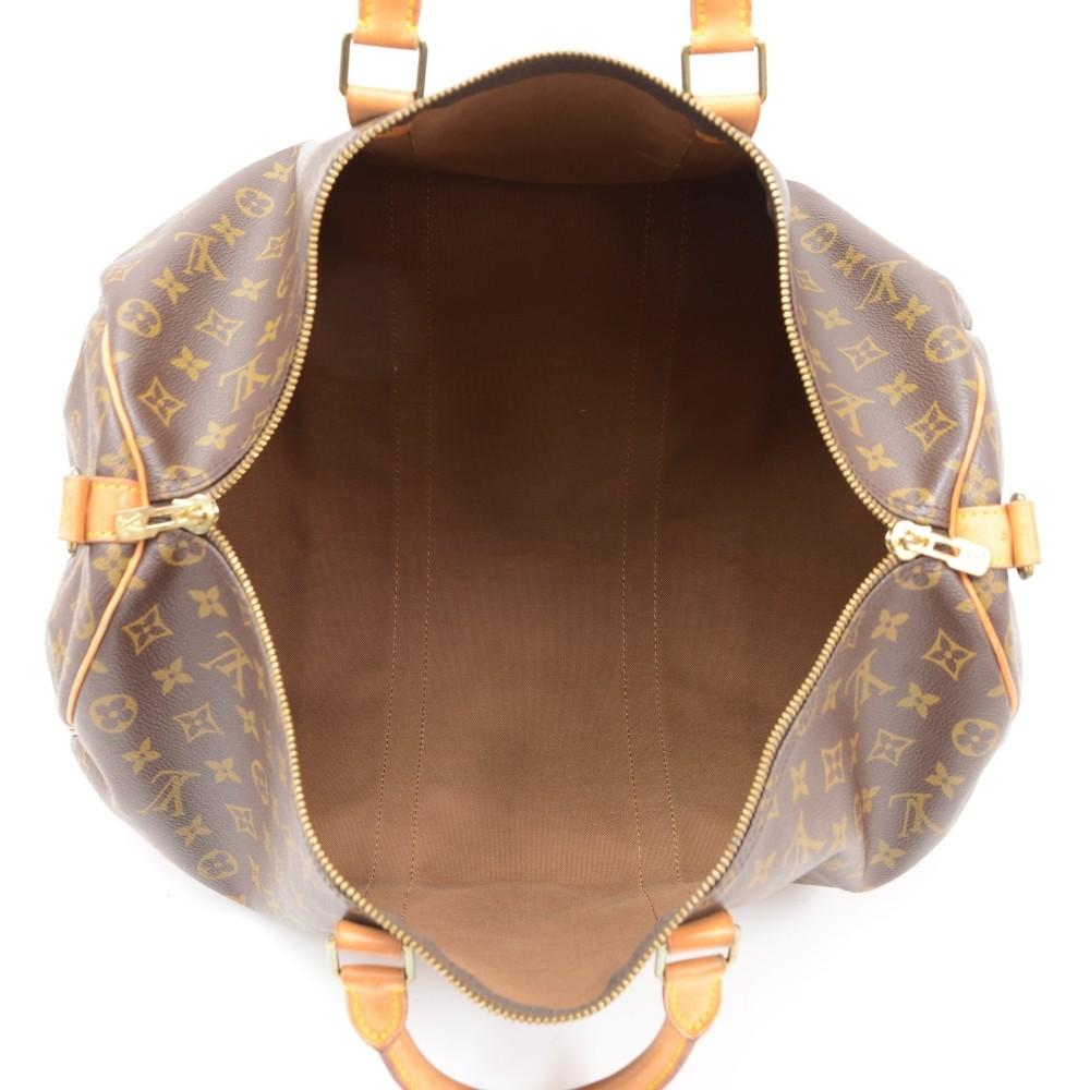 keepall 50 bandouliere monogram canvas travel bag with strap