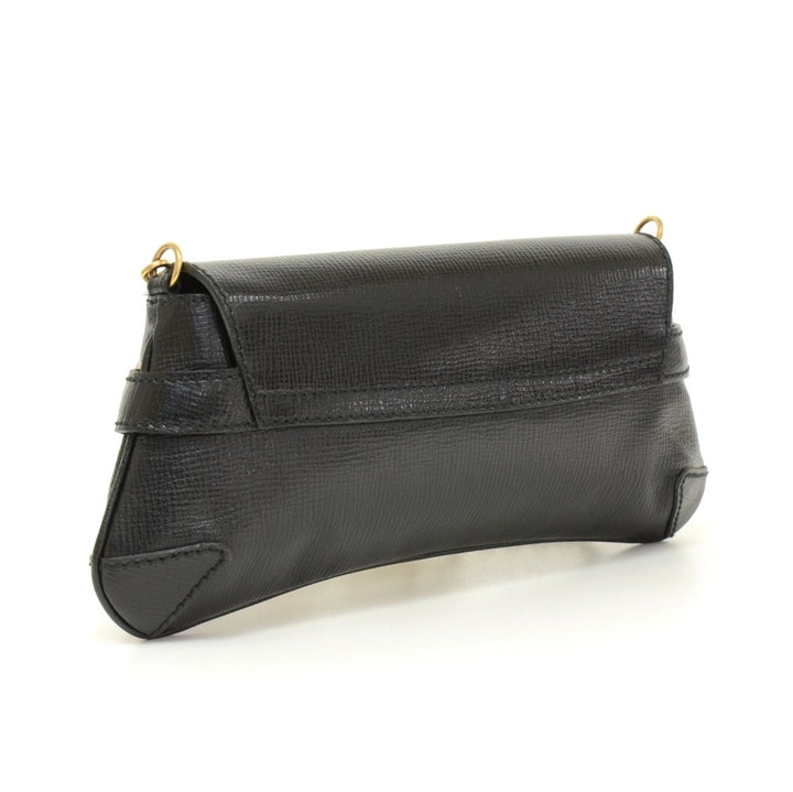 textured leather horsebit bag