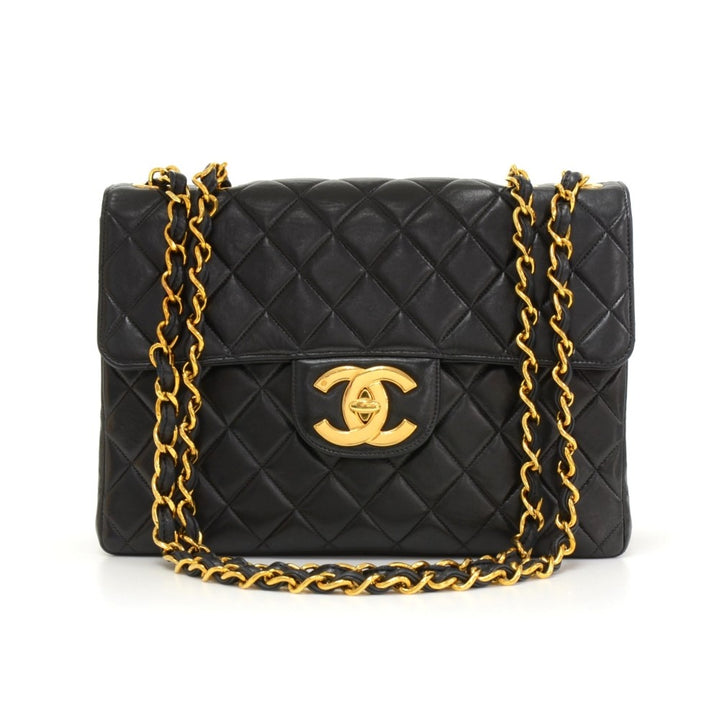 lambskin leather jumbo flap bag