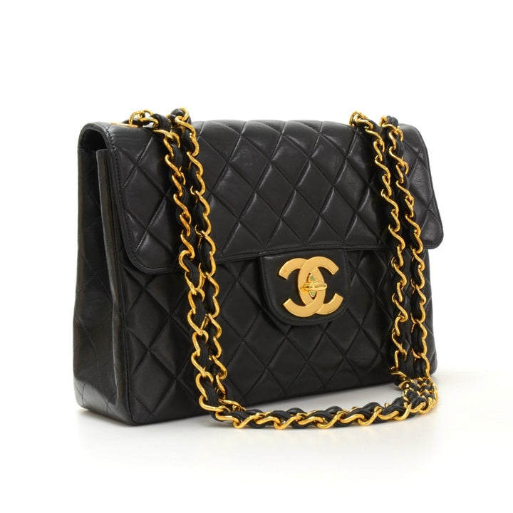 lambskin leather jumbo flap bag