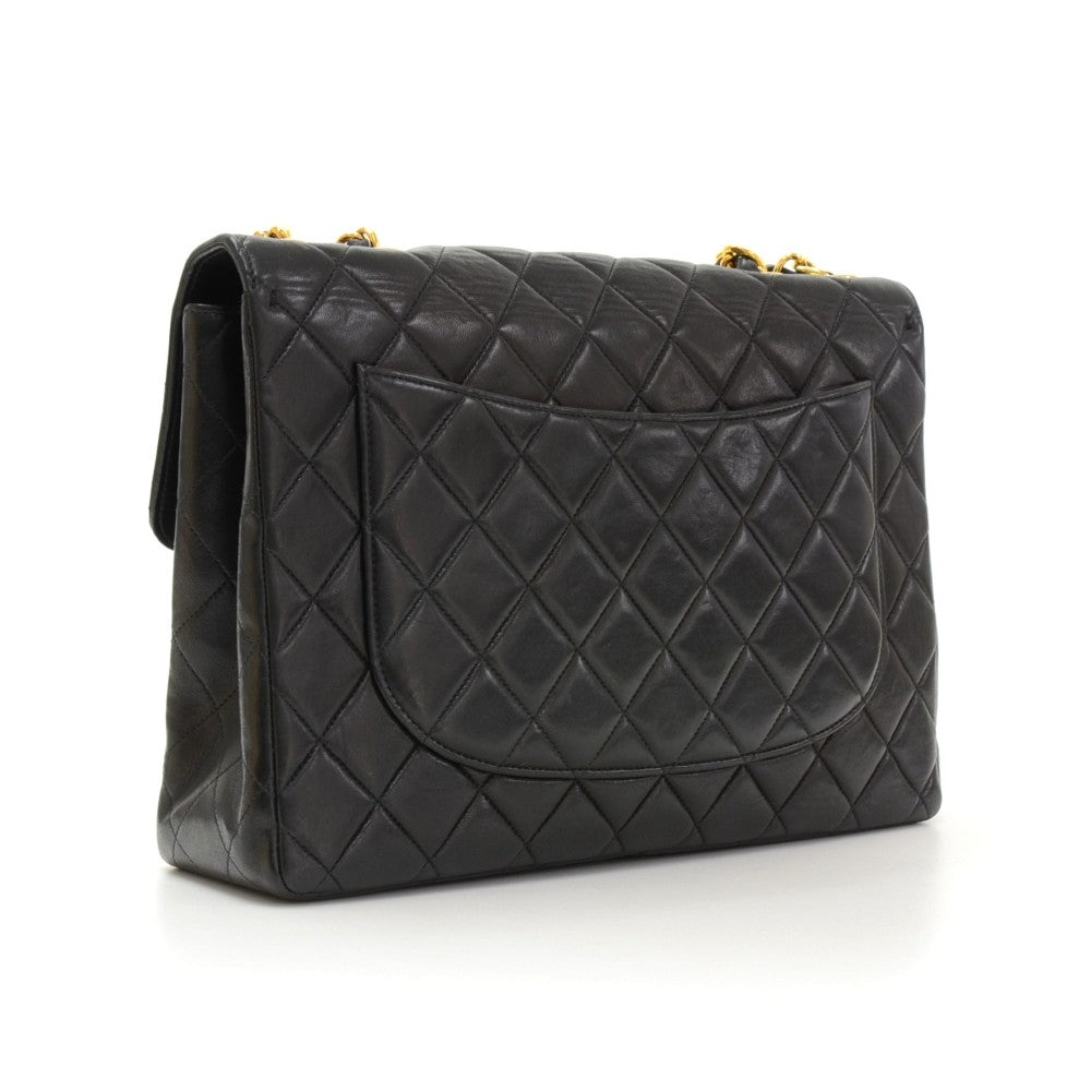 lambskin leather jumbo flap bag