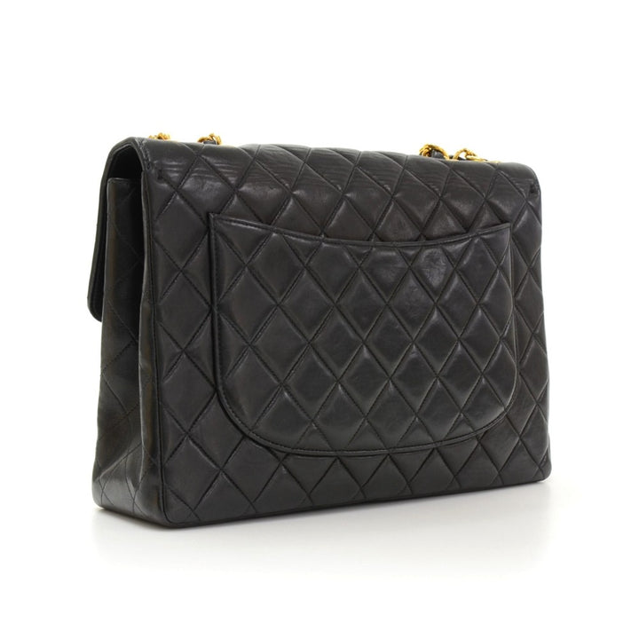 lambskin leather jumbo flap bag