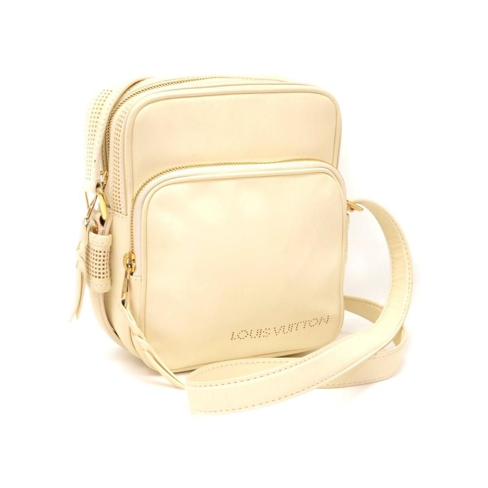 off white leather messenger bag