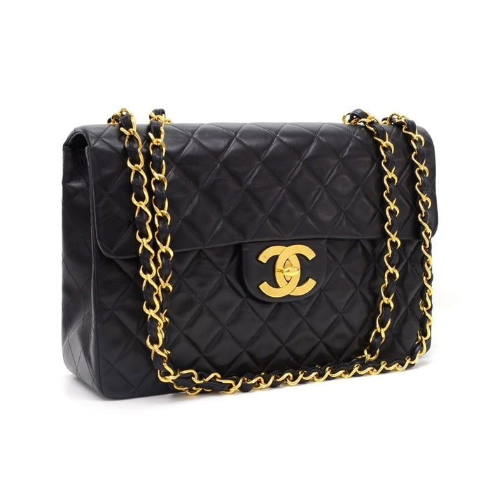 maxi quilted lambskin leather shoulder bag