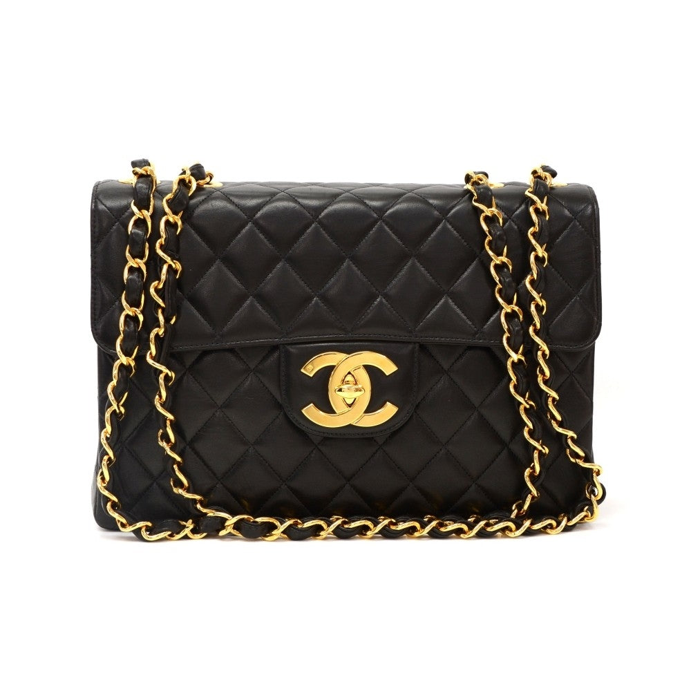 jumbo quilted lambskin leather shoulder bag