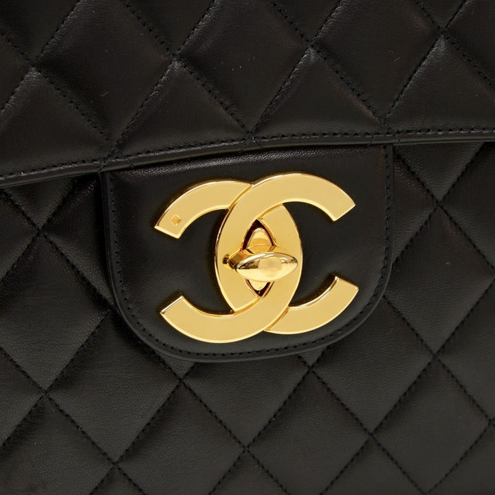 jumbo quilted lambskin leather shoulder bag