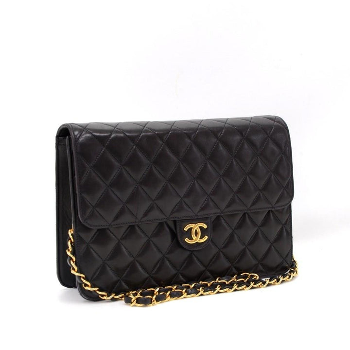 10" quilted lambskin leather shoulder bag
