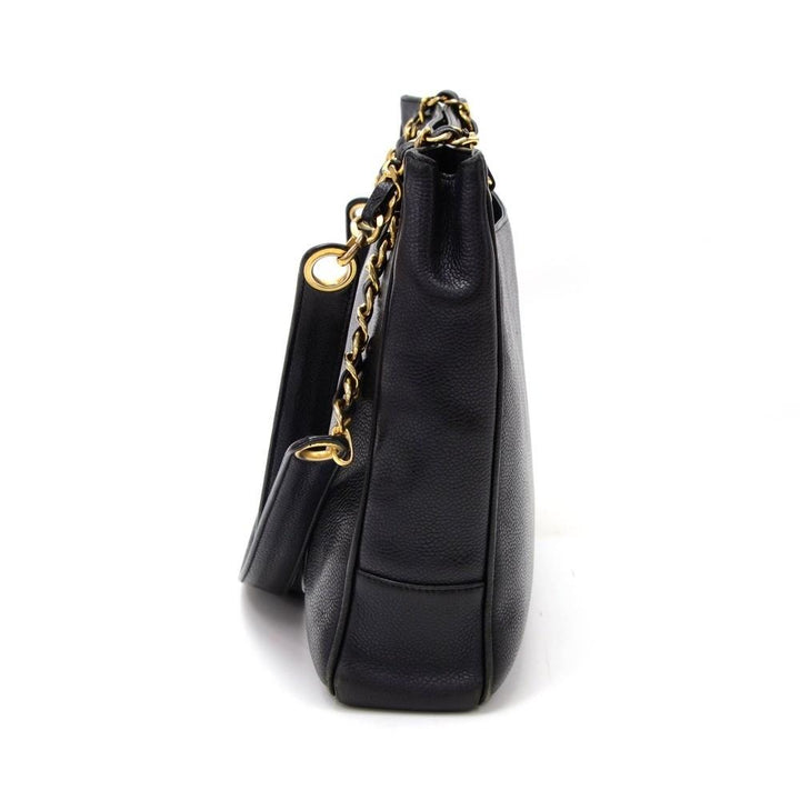 12" large caviar leather tote bag