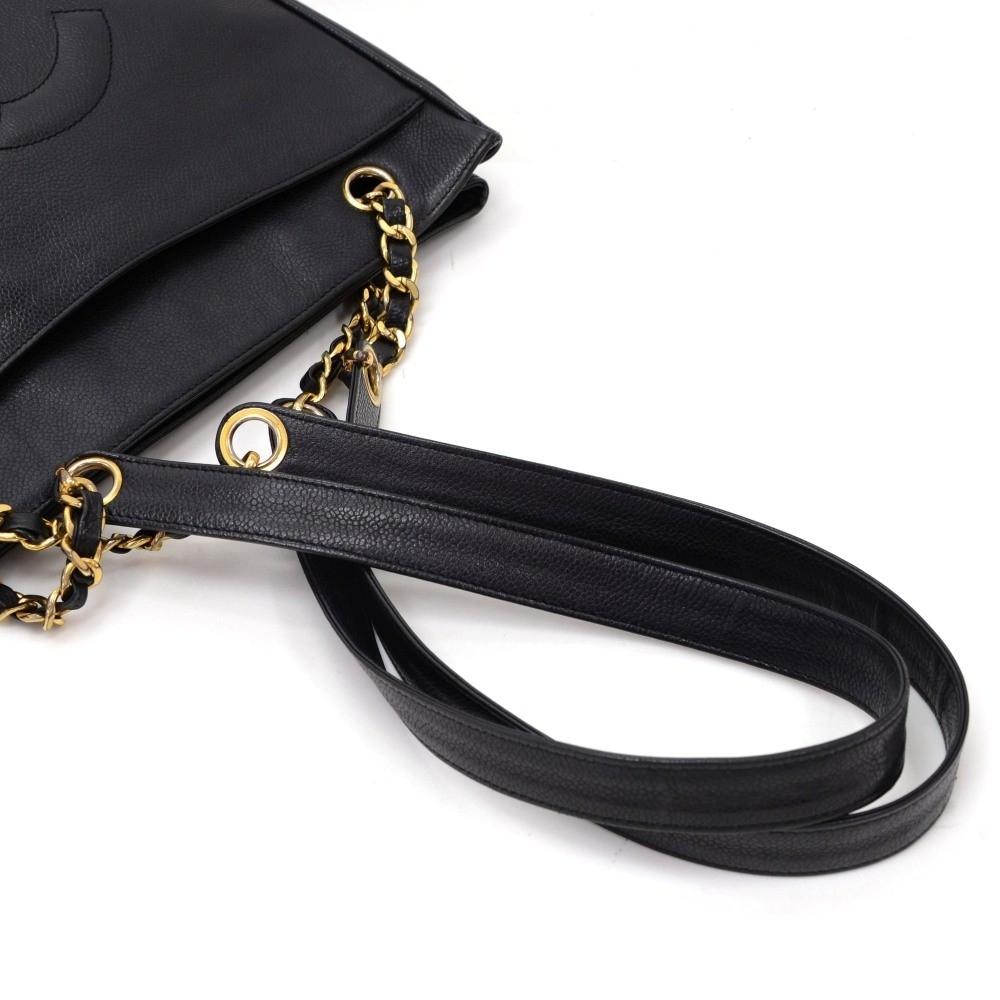 12" large caviar leather tote bag