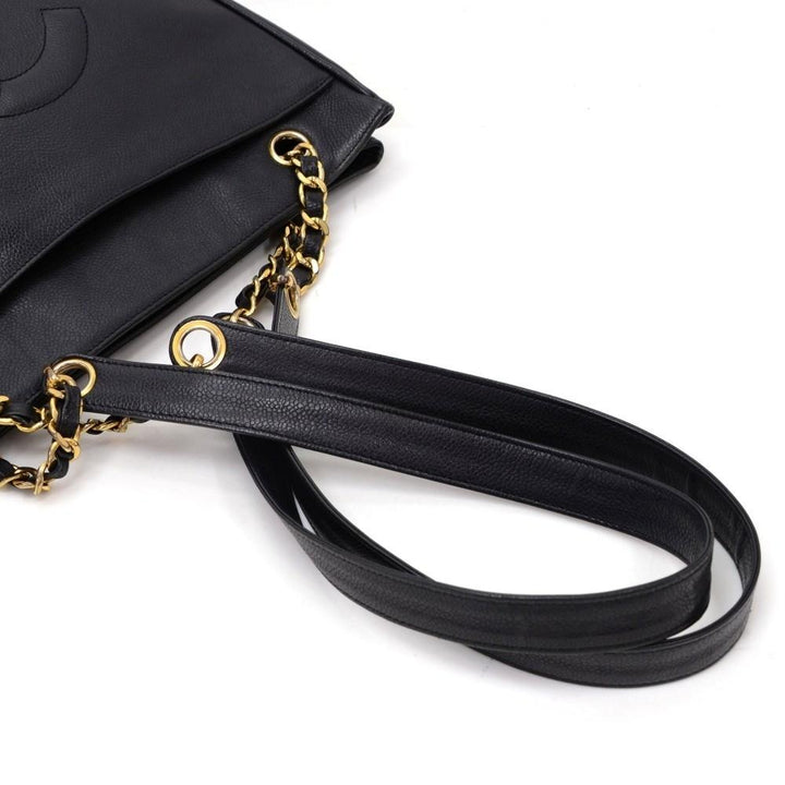 12" large caviar leather tote bag